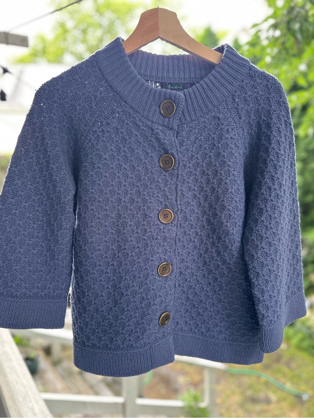Boden Navy Blue Button-Up Knit Cardigan 100% Wool - Picture 2 of 6